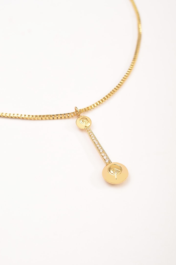 Gold Plated Cubic Zirconia Chain Medallion Necklace by Arqa at Pernia's Pop Up Shop