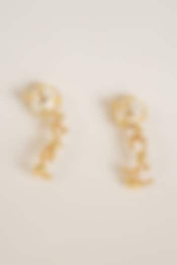 Gold Plated Freshwater Pearl Dangler Earrings by Arqa