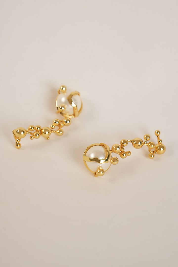 Gold Plated Freshwater Pearl Dangler Earrings by Arqa at Pernia's Pop Up Shop