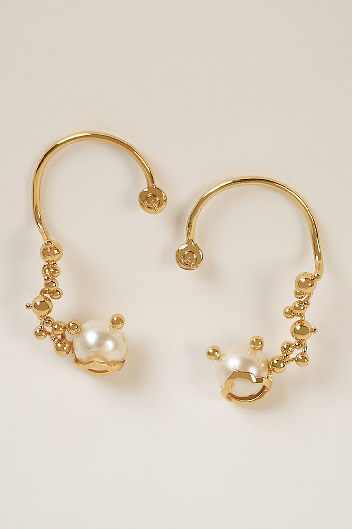 Gold Plated Pearl Earrings by Arqa