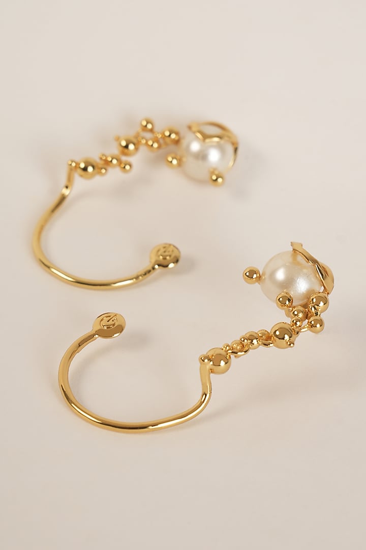 Gold Plated Pearl Earrings by Arqa at Pernia's Pop Up Shop
