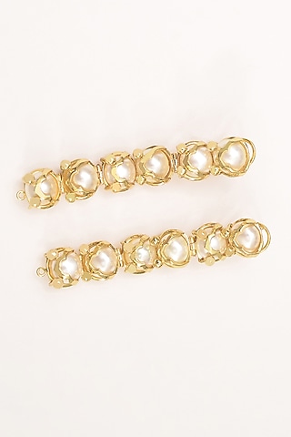 Gold Plated Freshwater Pearl Dangler Earrings by Arqa