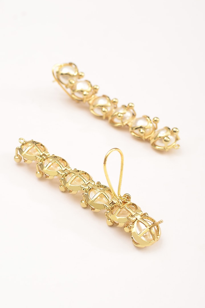 Gold Plated Freshwater Pearl Dangler Earrings by Arqa at Pernia's Pop Up Shop