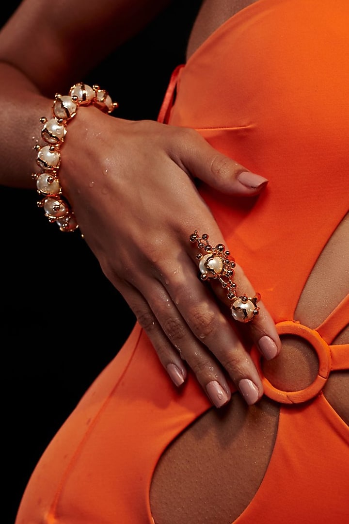 Gold Plated Freshwater Pearl Ring by Arqa at Pernia's Pop Up Shop