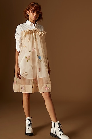 White Poplin Shirt Dress by Archana Rao