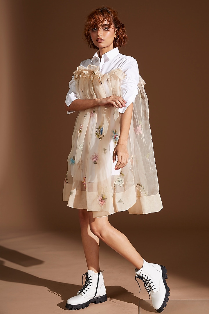 White Poplin Vacation Shirt Dress by Archana Rao at Pernia's Pop Up Shop