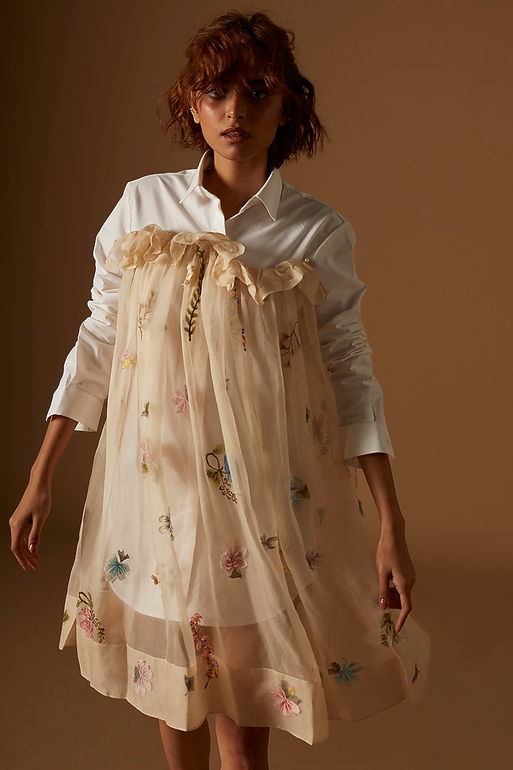 White Poplin Vacation Shirt Dress by Archana Rao at Pernia's Pop Up Shop