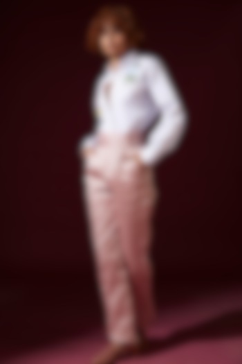 Blush Pink Organza Pant Set by Archana Rao at Pernia's Pop Up Shop