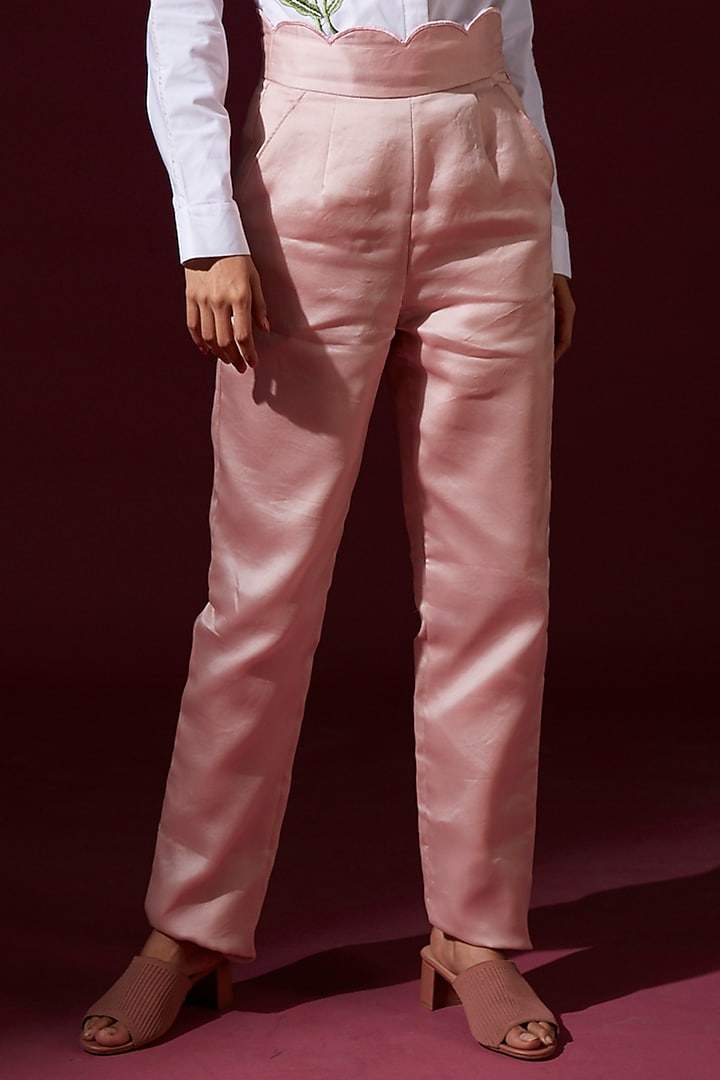Blush Pink Organza Pant Set by Archana Rao at Pernia's Pop Up Shop