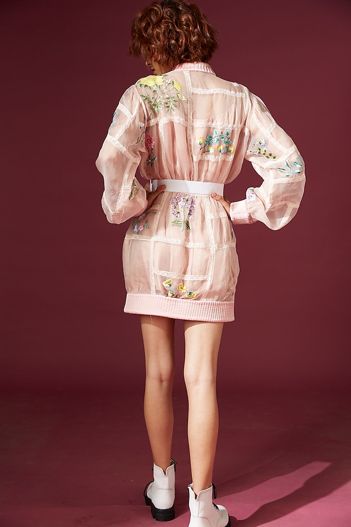 Blush Pink Tulle & Satin Bomber Cocktail Dress by Archana Rao at Pernia's Pop Up Shop