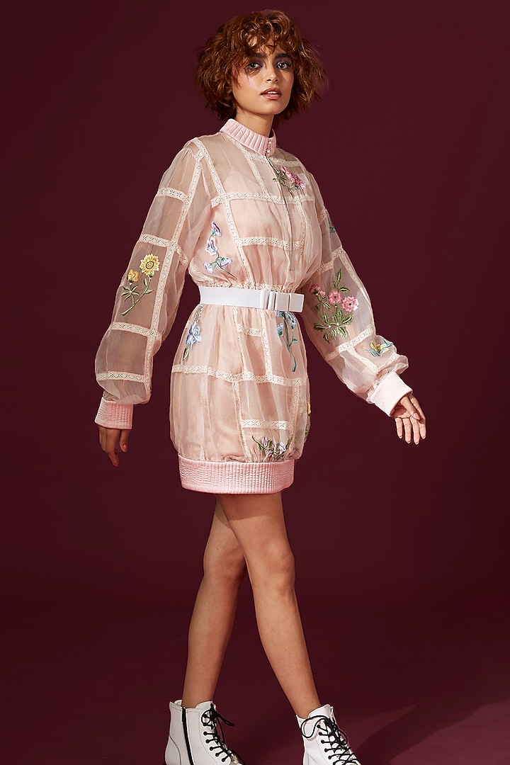 Blush Pink Tulle & Satin Bomber Cocktail Dress by Archana Rao at Pernia's Pop Up Shop