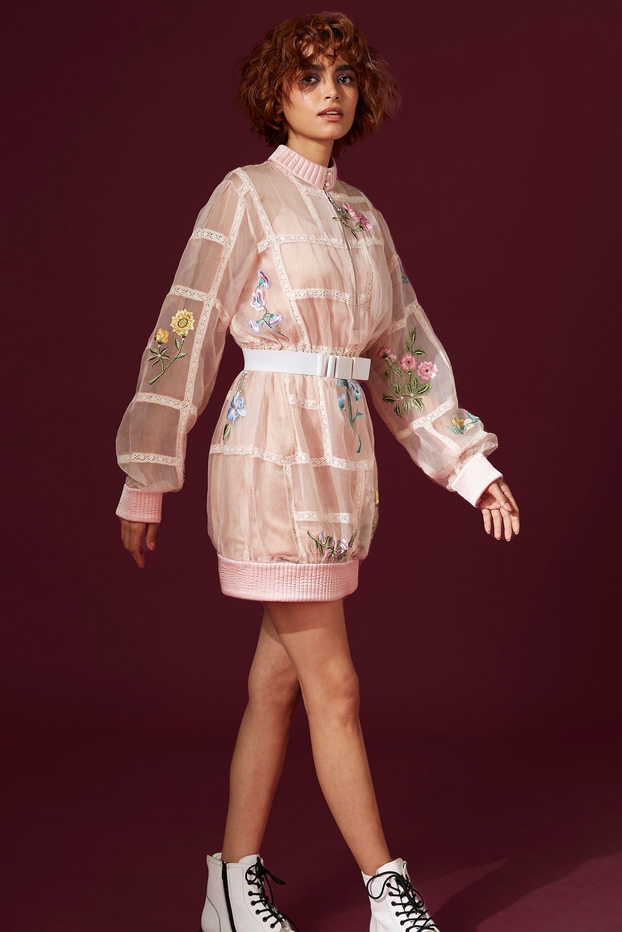 Erica Bomber Dress in Blush