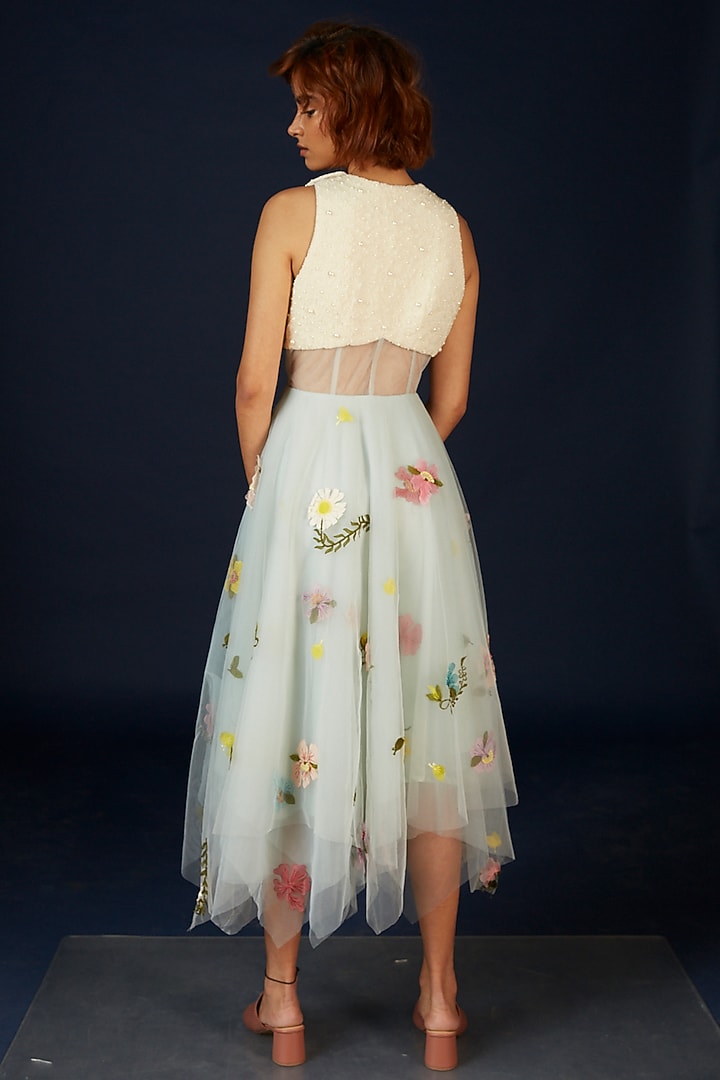 White Tulle Corset Party Wear Dress by Archana Rao at Pernia's Pop Up Shop