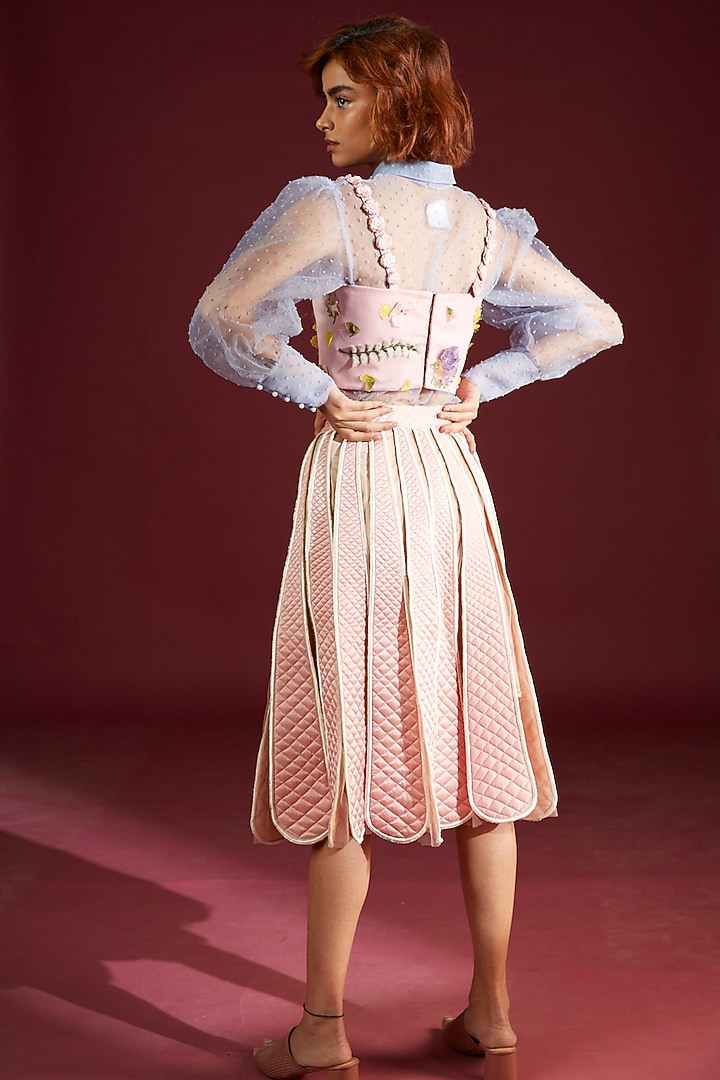 Blue Organza Polka Dot Shirt by Archana Rao at Pernia's Pop Up Shop