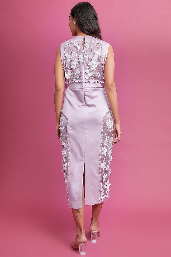 Lavender Satin & Organza Midi Cocktail Dress by Archana Rao at Pernia's Pop Up Shop