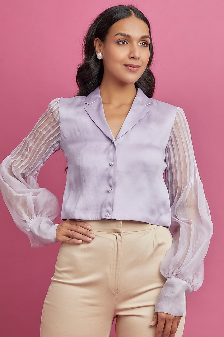 Lavender Organza Cropped Top by Archana Rao at Pernia's Pop Up Shop