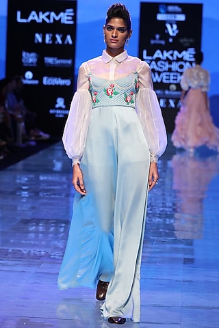 Off White Embroidered Shirt by Archana Rao