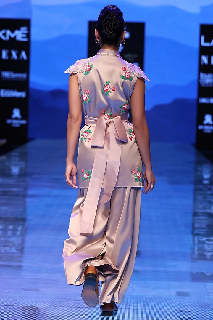 Grey Embroidered Jacket by Archana Rao at Pernia's Pop Up Shop