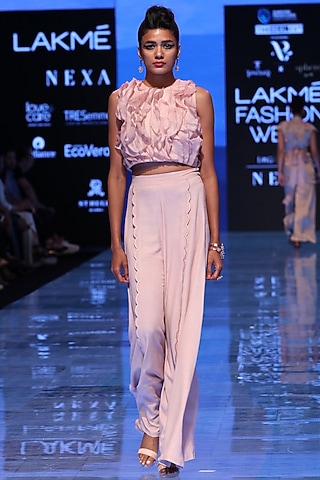 Pink Scallop Pants by Archana Rao