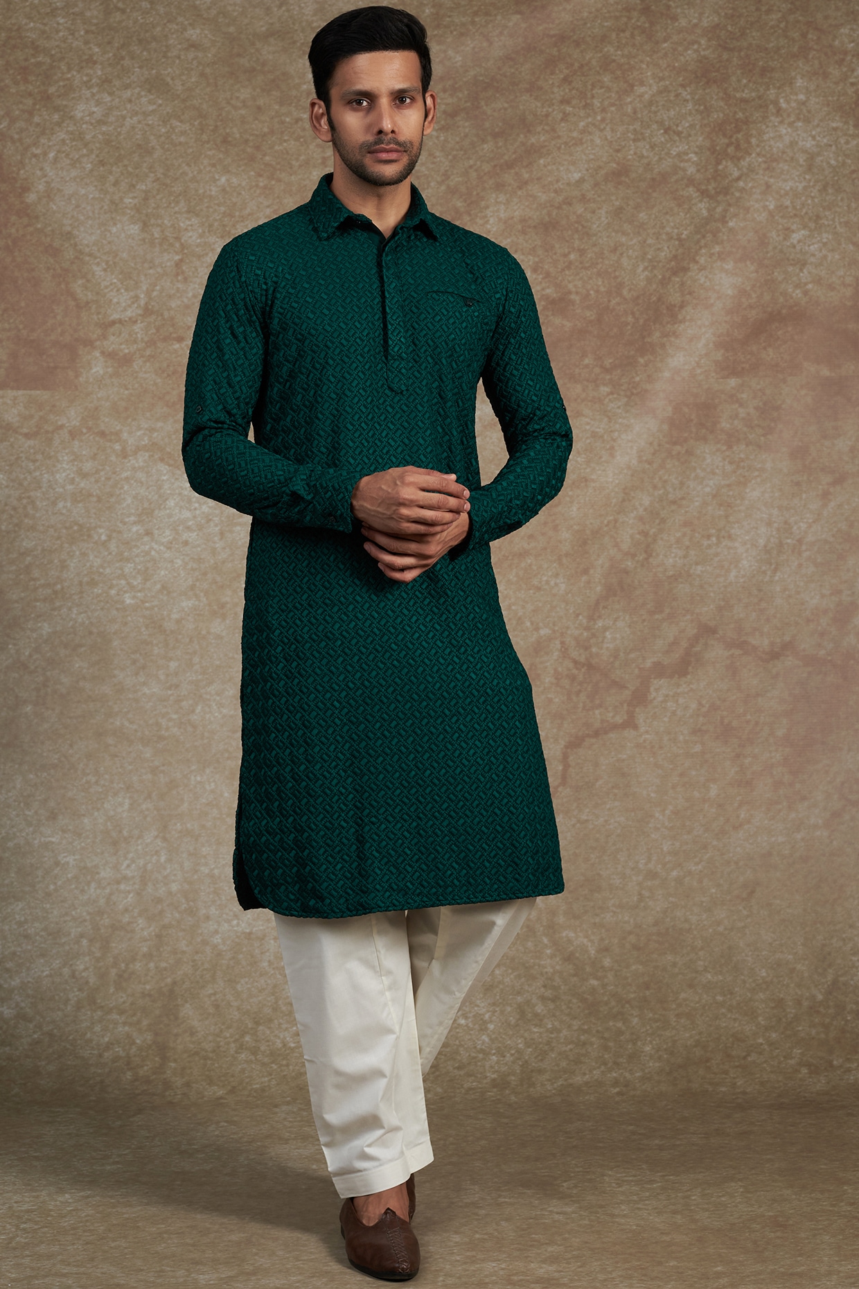 Green pathani best sale kurta pajama