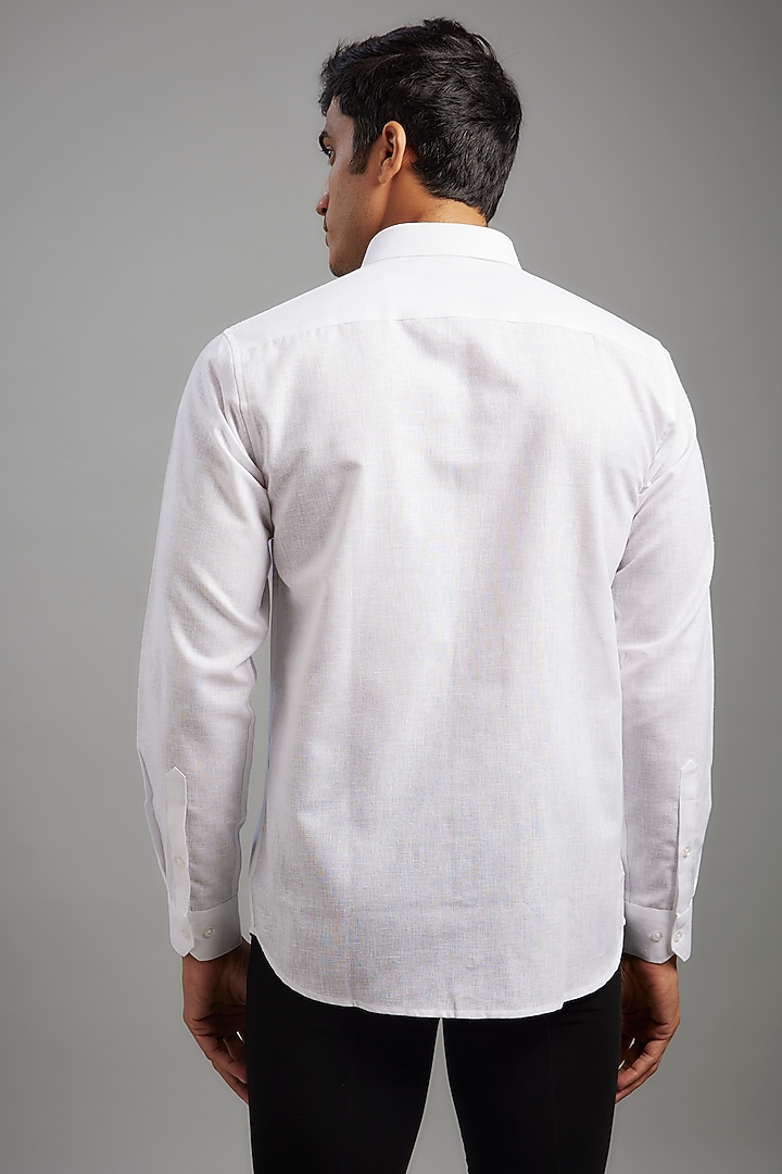 White Linen Polyester Summer Shirt by ARRUGA at Pernia's Pop Up Shop