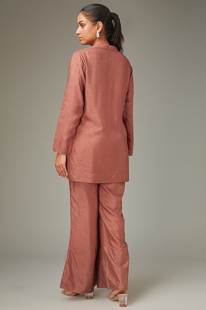 Peach Quilted Fabric Jacket Set by LABEL ARRV at Pernia's Pop Up Shop