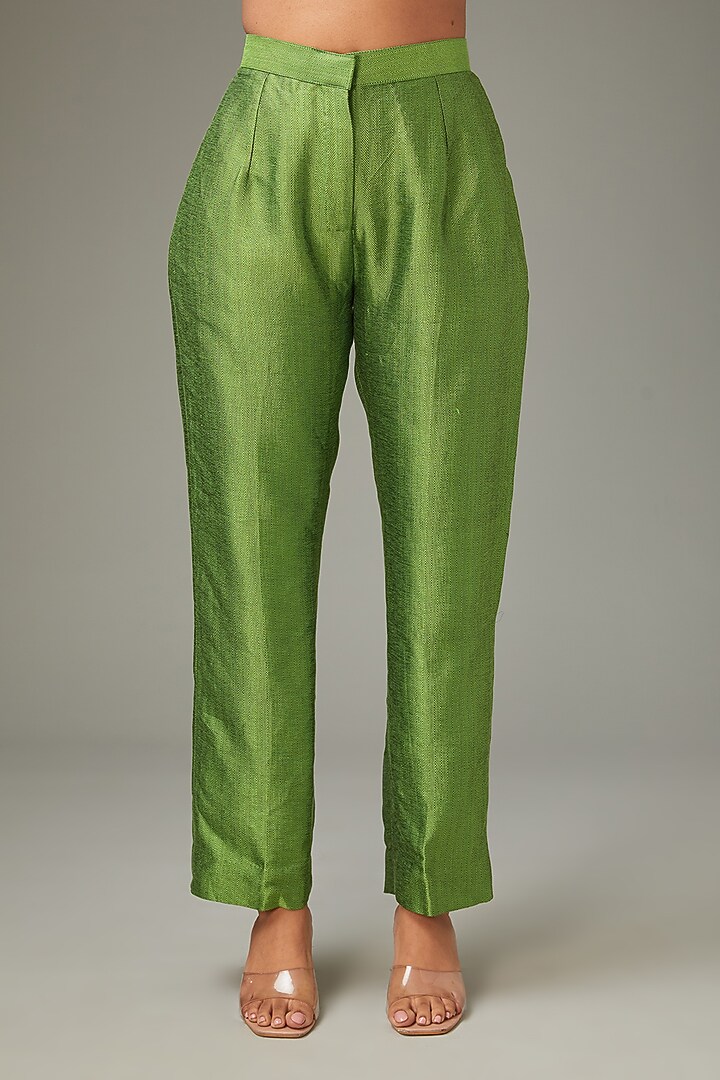 Green Pashmina Handwork Blazer Set by LABEL ARRV at Pernia's Pop Up Shop