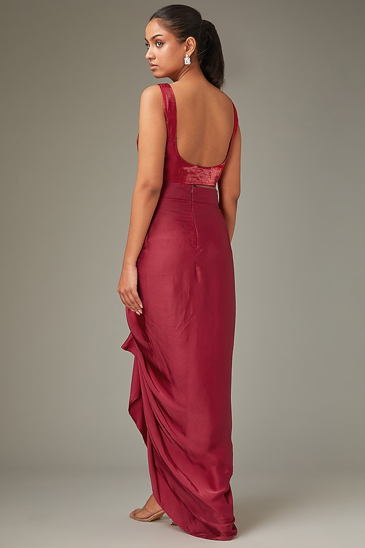 Red Organza Handwork Dhoti Set by LABEL ARRV at Pernia's Pop Up Shop