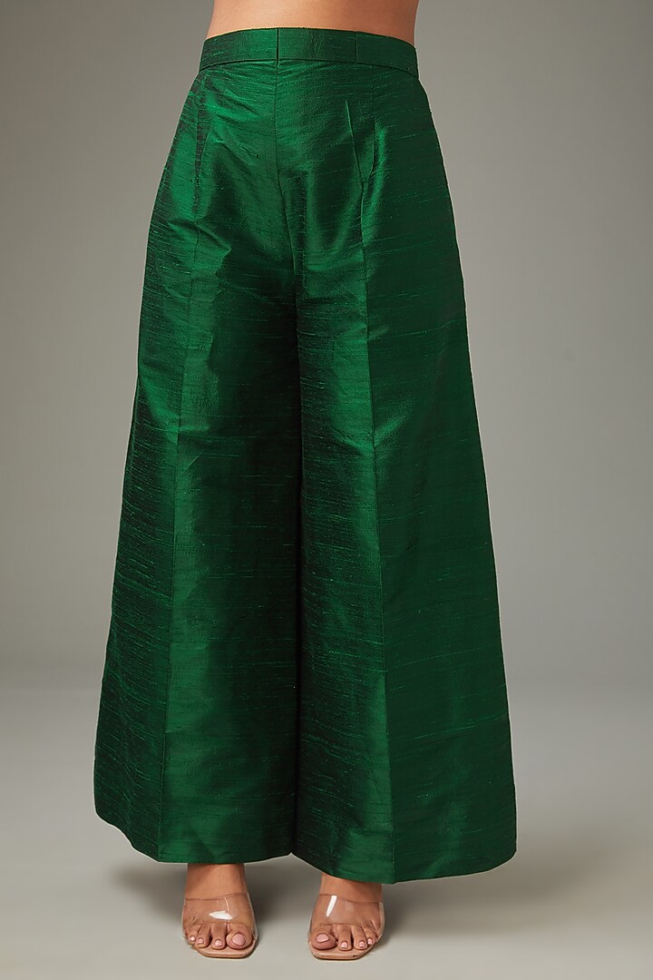 Green Raw Silk Wedding Sharara Set by LABEL ARRV at Pernia's Pop Up Shop