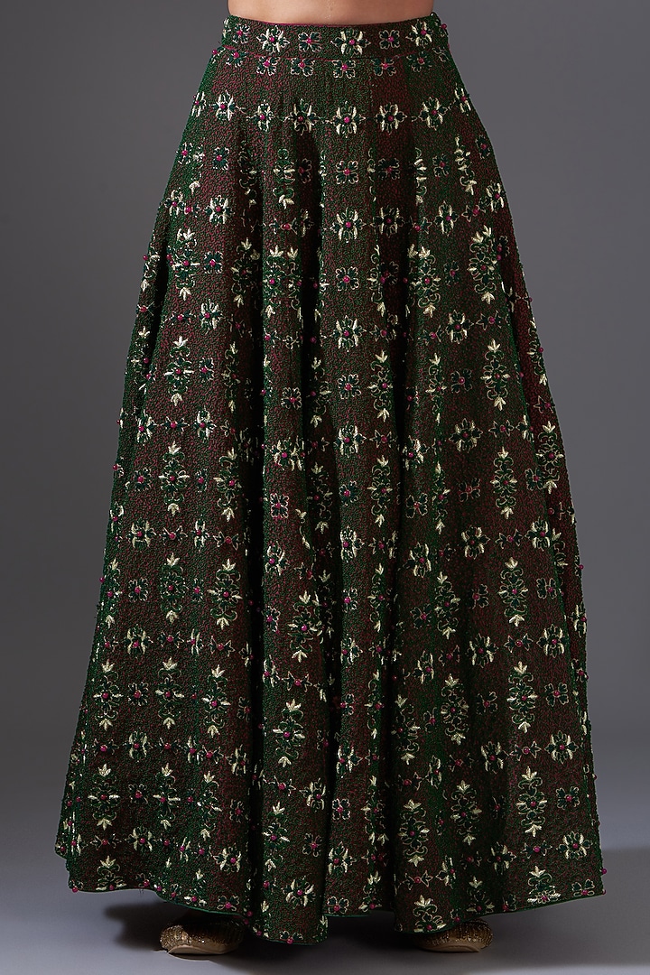 Multi-Colored Crepe Aari Embroidered Bridal Lehenga Set by LABEL ARRV at Pernia's Pop Up Shop