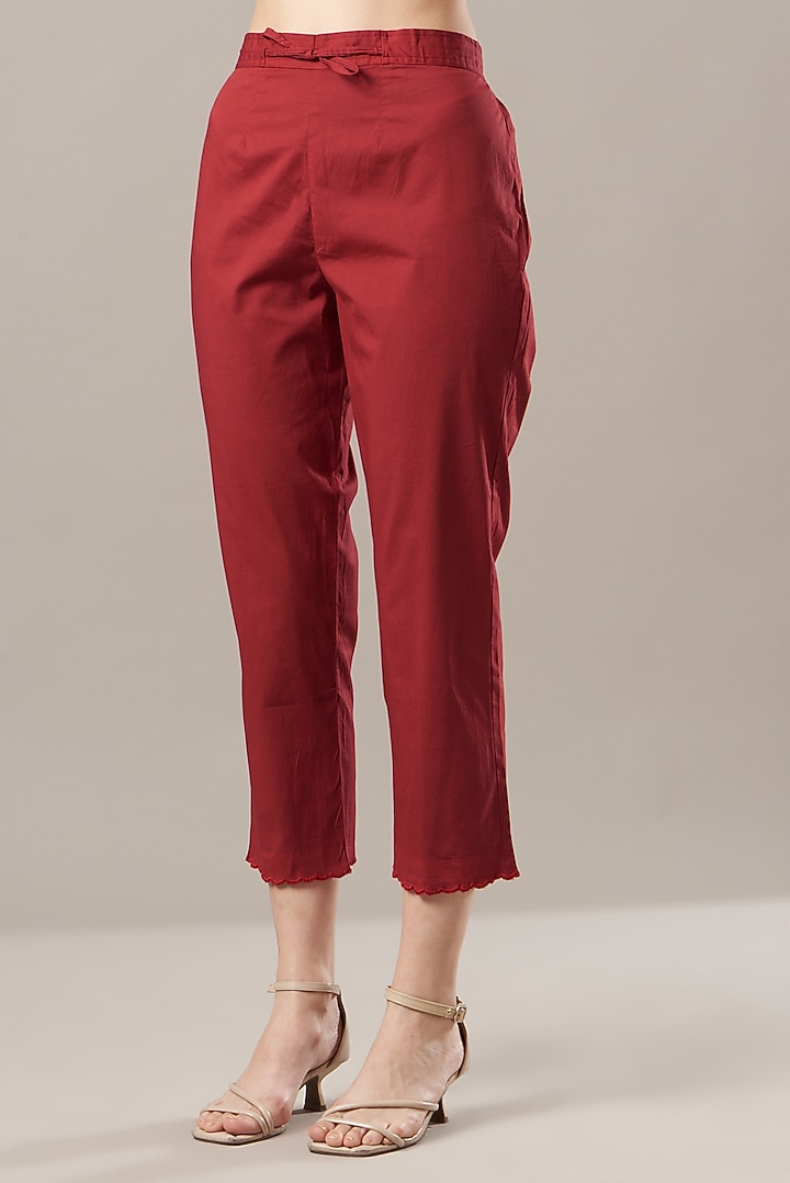 Blood Red Chanderi Anarkali Set by Anushka Repswal-Sewing love at Pernia's Pop Up Shop