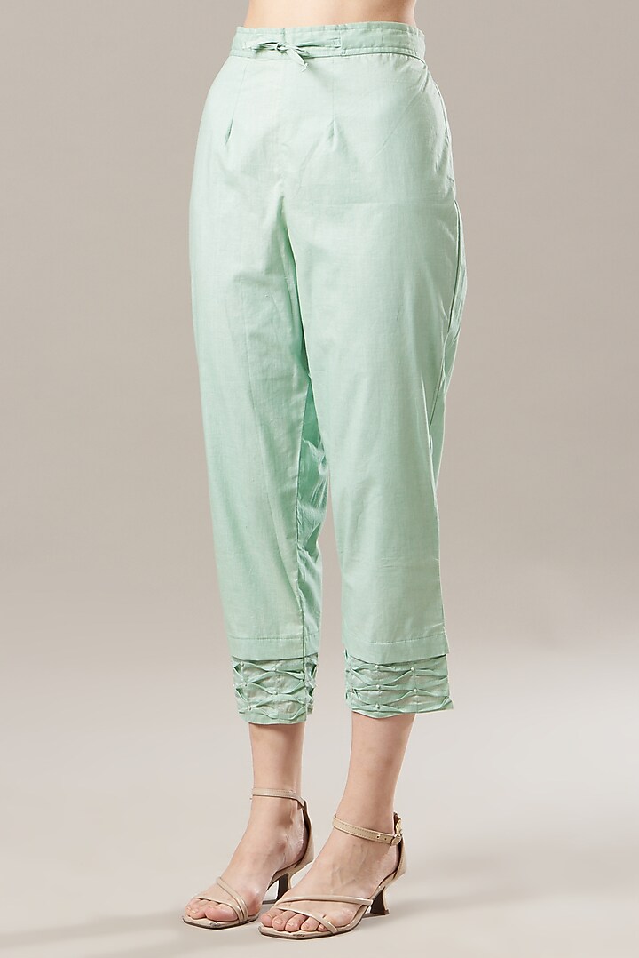 Sea Green Chanderi Kurta Set by Anushka Repswal-Sewing love at Pernia's Pop Up Shop