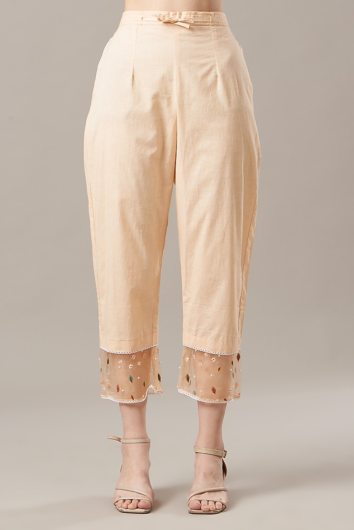 Beige Malai Chanderi Kurta Set by Anushka Repswal-Sewing love at Pernia's Pop Up Shop