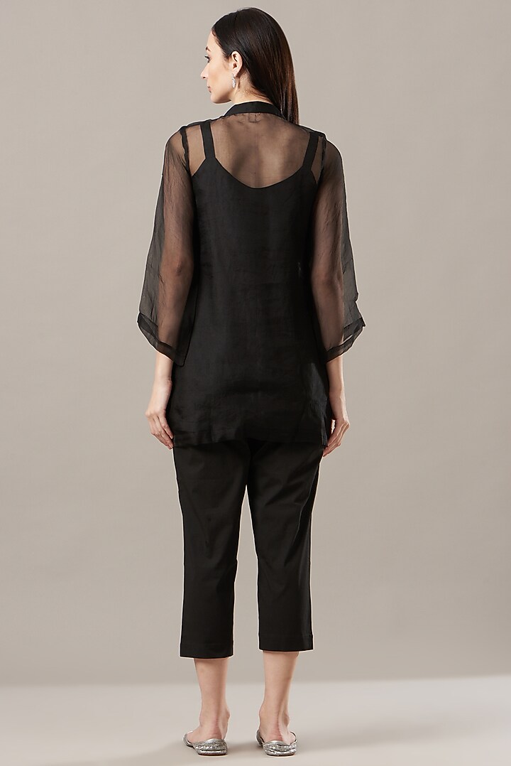 Black Cotton Lycra Pant Set by Anushka Repswal-Sewing love at Pernia's Pop Up Shop