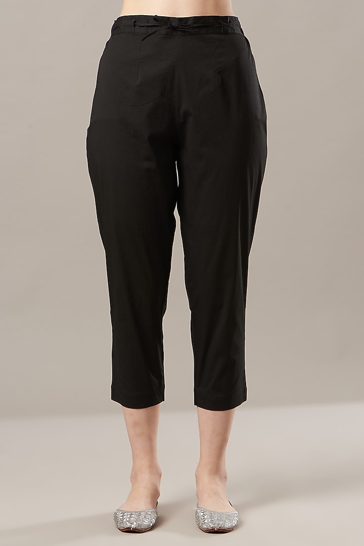 Black Cotton Lycra Pant Set by Anushka Repswal-Sewing love at Pernia's Pop Up Shop