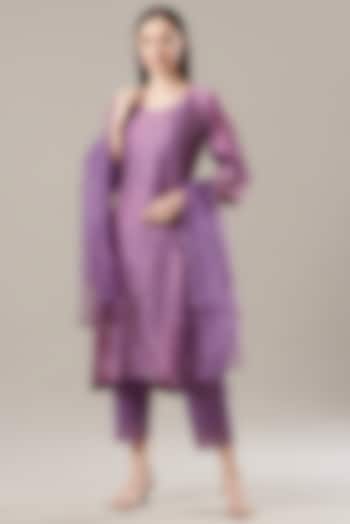 Purple Chanderi Kurta Set by Anushka Repswal-Sewing love