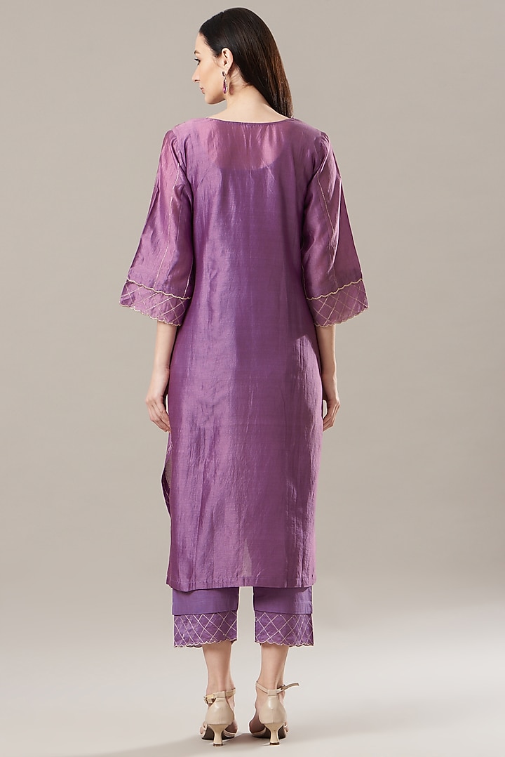 Purple Chanderi Kurta Set by Anushka Repswal-Sewing love at Pernia's Pop Up Shop