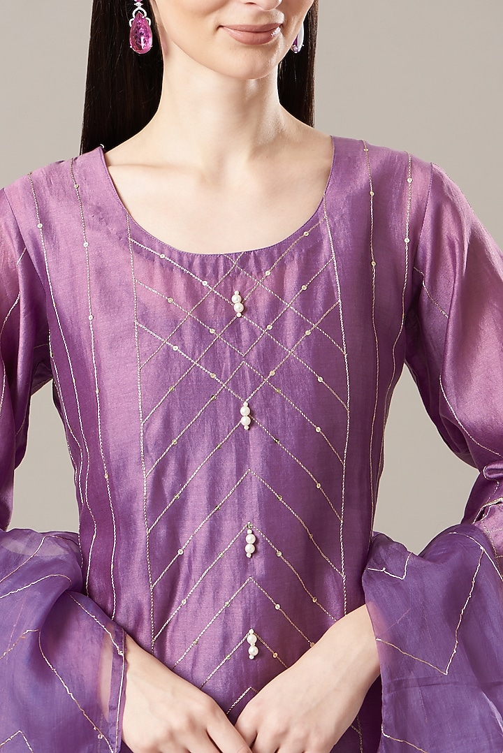 Purple Chanderi Kurta Set by Anushka Repswal-Sewing love at Pernia's Pop Up Shop