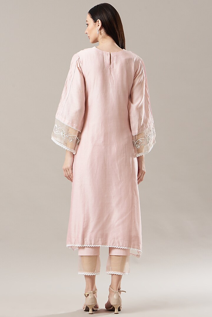 Blush Pink Hand Embroidered Kurta Set by Anushka Repswal-Sewing love at Pernia's Pop Up Shop