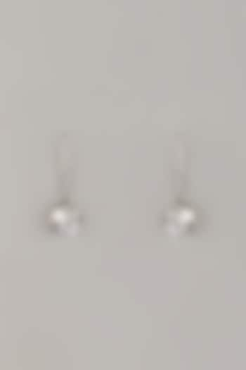 White Finish Cubic Zircon Solitaire Drop Earrings In Sterling Silver by Arista Jewels at Pernia's Pop Up Shop