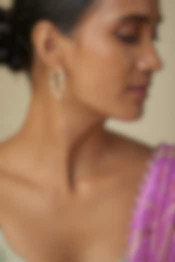 Gold Finish Kundan Polki & Navratna Stone Earrings In Sterling Silver by Arista Jewels at Pernia's Pop Up Shop