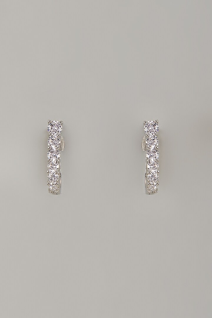White Finish Cubic Zircon Earrings In Sterling Silver by Arista Jewels at Pernia's Pop Up Shop
