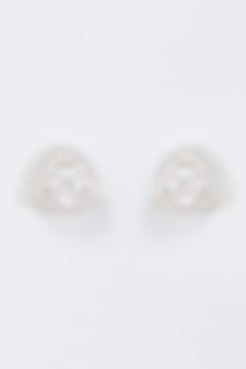 White Finish Zircon Earrings In Sterling Silver by Arista Jewels
