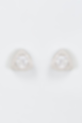 White Finish Zircon Earrings In Sterling Silver by Arista Jewels at Pernia's Pop Up Shop