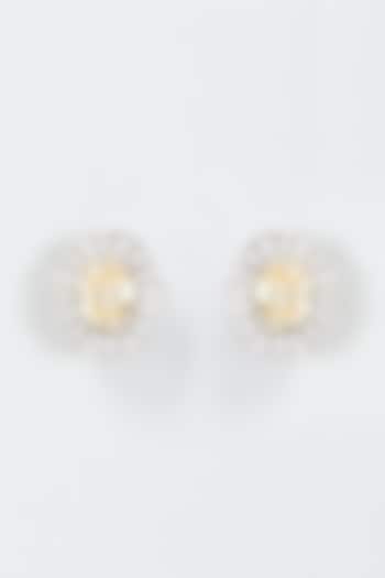 White Finish Sapphire Stone Earrings In Sterling Silver by Arista Jewels