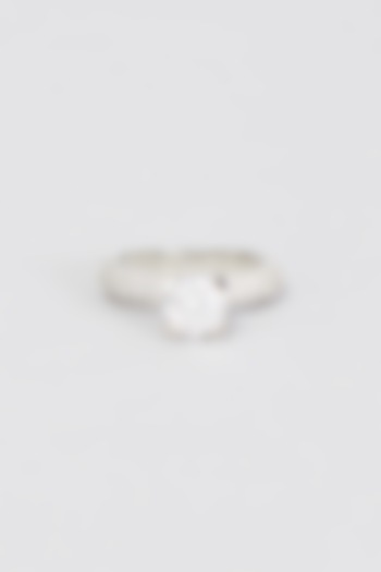 White Finish Solitaire Ring In Sterling Silver by Arista Jewels