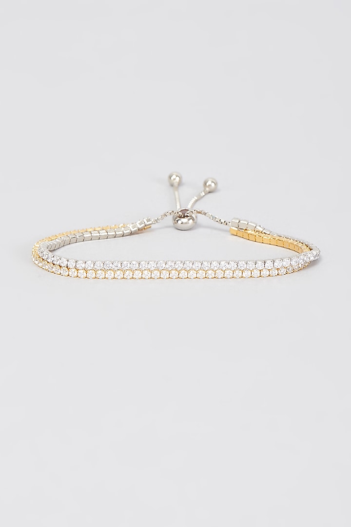 White Finish Adjustable Tennis Bracelet In Sterling Silver by Arista Jewels
