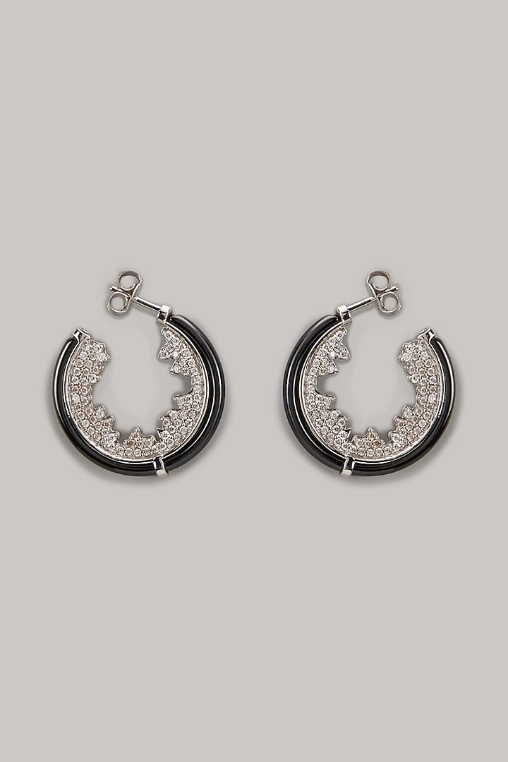 White Finish Zircon Dangler Earrings In Sterling Silver by Arista Jewels at Pernia's Pop Up Shop