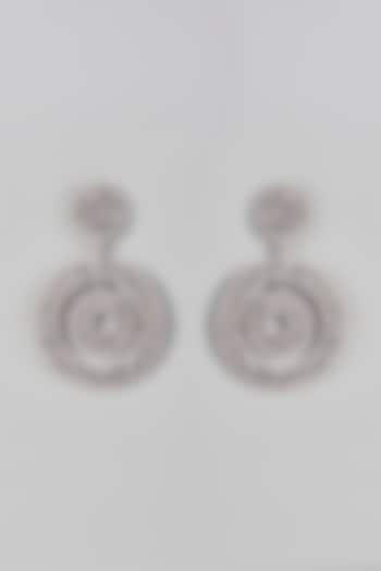 White Finish Zirconia Dangler Earrings In Sterling Silver by Arista Jewels
