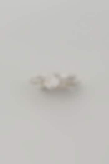 White Finish Swarovski Ring In Sterling Silver by Arista Jewels